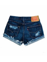 Load image into Gallery viewer, Women's Rainbow Print Ripped Denim Shorts
