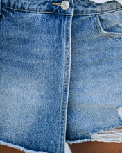 Load image into Gallery viewer, Marvella Distressed Denim Wrap Skort