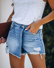 Load image into Gallery viewer, Marvella Distressed Denim Wrap Skort