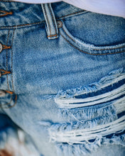 Load image into Gallery viewer, Harvey Mid Rise Distressed Denim Shorts
