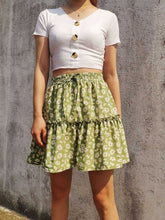Load image into Gallery viewer, Classic Tie Front High Waisted Elastic Waist Ruffle Skirt