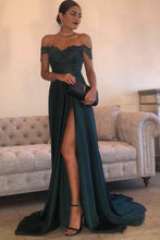 Load image into Gallery viewer, Dark Green Chiffon High Split Prom Dress
