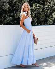 Load image into Gallery viewer, Nautical Cotton Smocked Tiered Maxi Dress