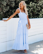 Load image into Gallery viewer, Nautical Cotton Smocked Tiered Maxi Dress
