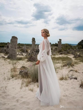 Load image into Gallery viewer, See Through Bodice Appliques Tulle Lace Bridal Gowns