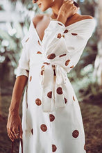 Load image into Gallery viewer, Dot V Neck Warp Maxi Dress
