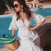 Casual Solid V-Neckline Midi X-line Dress