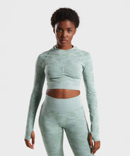 Load image into Gallery viewer, Camouflage Seamless Long Sleeve Crop Top
