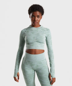 Camouflage Seamless Long Sleeve Crop Top