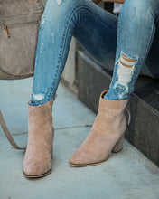 Load image into Gallery viewer, Curb Appeal Faux Suede Heeled Bootie - Taupe
