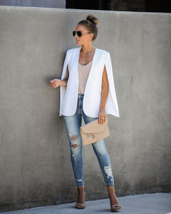 In The Works Pocketed Cape Jacket - Off White