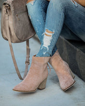 Load image into Gallery viewer, Curb Appeal Faux Suede Heeled Bootie - Taupe
