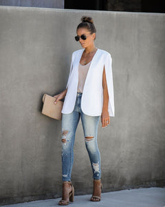In The Works Pocketed Cape Jacket - Off White