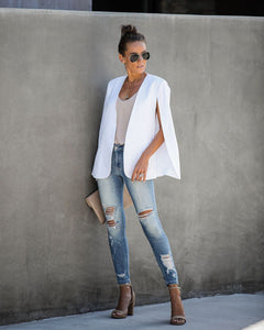 In The Works Pocketed Cape Jacket - Off White