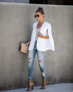 In The Works Pocketed Cape Jacket - Off White