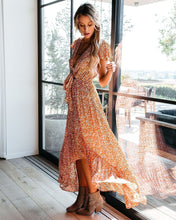 Load image into Gallery viewer, Sun’s Warmth High Low Pocketed Tie Maxi Dress
