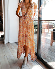 Load image into Gallery viewer, Sun’s Warmth High Low Pocketed Tie Maxi Dress
