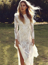 Load image into Gallery viewer, Lace Split-joint Backless See-through Evening Dress
