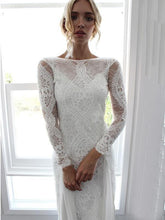 Load image into Gallery viewer, Lace Split-joint Backless See-through Evening Dress
