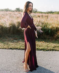 Long Sleeve Diana Maxi Dress - Wine - FINAL SALE