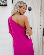 Load image into Gallery viewer, Blown Away One Shoulder Statement Maxi Dress - Fuchsia
