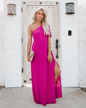 Load image into Gallery viewer, Blown Away One Shoulder Statement Maxi Dress - Fuchsia

