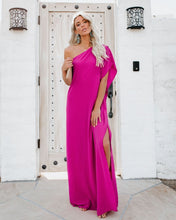 Load image into Gallery viewer, Blown Away One Shoulder Statement Maxi Dress - Fuchsia
