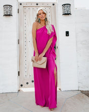 Load image into Gallery viewer, Blown Away One Shoulder Statement Maxi Dress - Fuchsia

