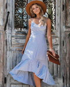 Contessa Striped Midi Dress - Blue/White
