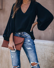 Load image into Gallery viewer, Bells Will Be Ringing Balloon Sleeve Blouse - Black
