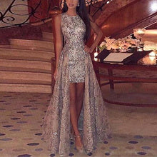 Load image into Gallery viewer, Sexy Round Neck Sleeveless Sequin Party Evening Dress

