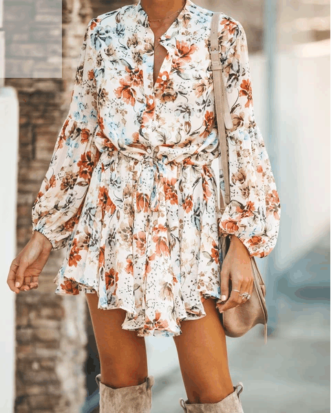 Vienne Floral Adjustable Balloon Sleeve Dress