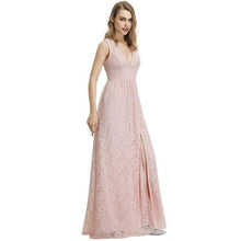 Load image into Gallery viewer, 1940s Style Antique Pink Lace Short Sleeved Long Dress
