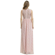 Load image into Gallery viewer, 1940s Style Antique Pink Lace Short Sleeved Long Dress
