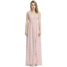 Load image into Gallery viewer, 1940s Style Antique Pink Lace Short Sleeved Long Dress
