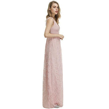 Load image into Gallery viewer, 1940s Style Antique Pink Lace Short Sleeved Long Dress
