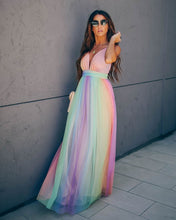 Load image into Gallery viewer, Wonderland Rainbow Striped Maxi Dress
