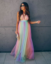 Load image into Gallery viewer, Wonderland Rainbow Striped Maxi Dress
