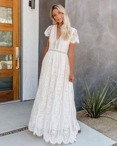 Fill Your Heart Lace Maxi Dress - Cream