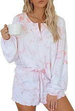Load image into Gallery viewer, Womens Long Sleeve of 2 Piece Short Pajamas Set Nightwear Sleepwear Loungewear-Pink
