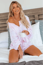 Load image into Gallery viewer, Womens Long Sleeve of 2 Piece Short Pajamas Set Nightwear Sleepwear Loungewear-Pink
