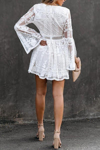 V-Neck Cutout Flared Sleeve Dress