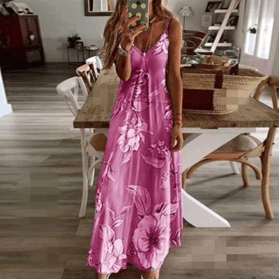 Bohemia Printed Spaghetti-neck Maxi Dress