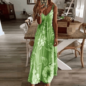 Bohemia Printed Spaghetti-neck Maxi Dress