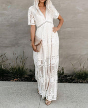 Load image into Gallery viewer, Long White Lace Boho Dress
