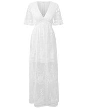 Load image into Gallery viewer, Long White Lace Boho Dress
