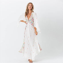 Load image into Gallery viewer, Casual White Geometric Print Maxi Dress
