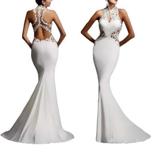 Load image into Gallery viewer, Halter Patchwork Hollow Sleeveless Mermaid Red Prom Dress
