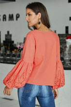 Load image into Gallery viewer, Bohemian Embroidered Balloon Sleeve Bow Tie Blouse
