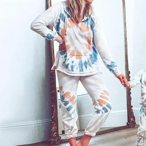 Tie Dye Pocket Top And Elasticized Waist Lounge Pants Set